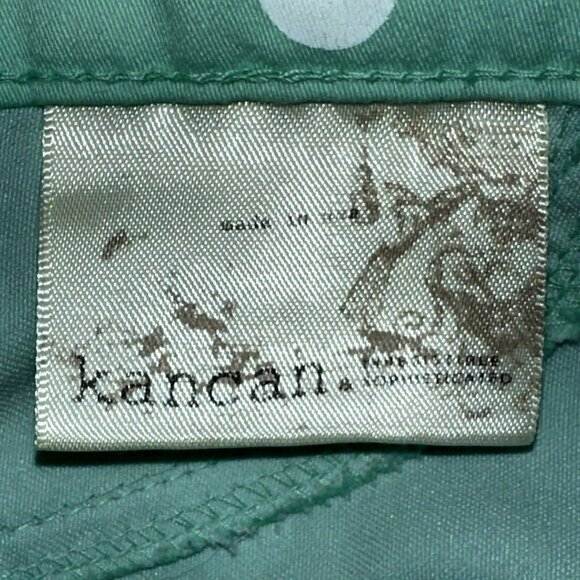 Kancan Light Green with White Polka Dot Print Slim/Skinny Style Jeans Juniors 9 - Picture 7 of 9